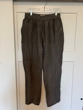 Laura Siegel Silk Crepe Taupe Brown Pants